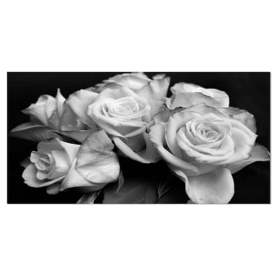 Designart - Bunch of Roses Black and White - Floral Art Canvas Print